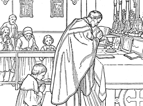 Priest Communion Coloring Page